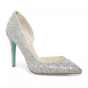 Betsey Johnson SB-Hazil Sparkling Silver Heels Size 11